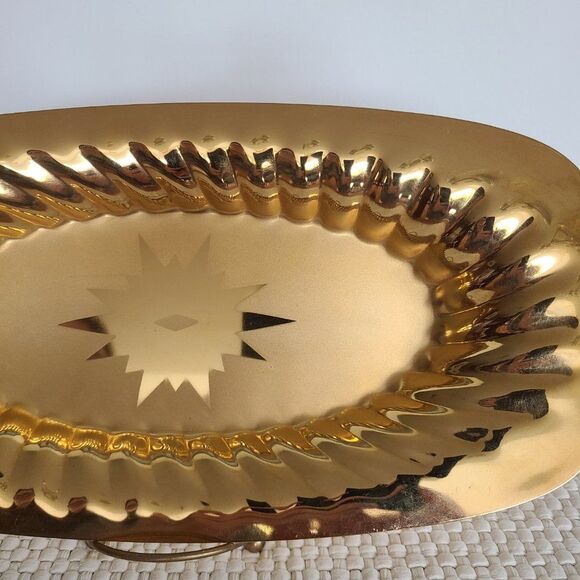 Vintage Forman Metal Gold Tone Serving Tray Platter 23K Gold Electro Plated - Picture 5 of 15